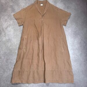 Poetry Linen Shawl-Collar Linen Dress Dress Terracotta Pockets Womens US 14